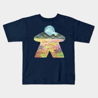 Watercolor Meeple Mountain Landscape |  Game Room Décor Kids T-Shirt